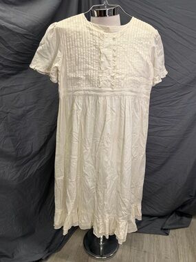 NWT- Lemon + Lucy Cream Pintuck Button Back Dress size Small